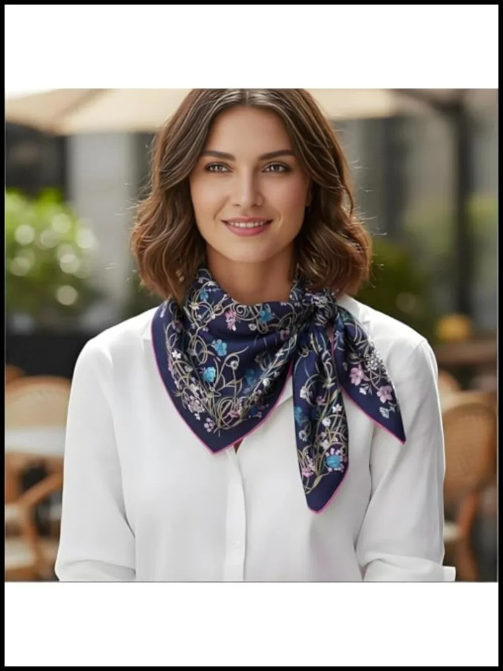 35x35 Square Silk-Like Lightweight Floral Print Fashion Scarf Headwrap Bandana